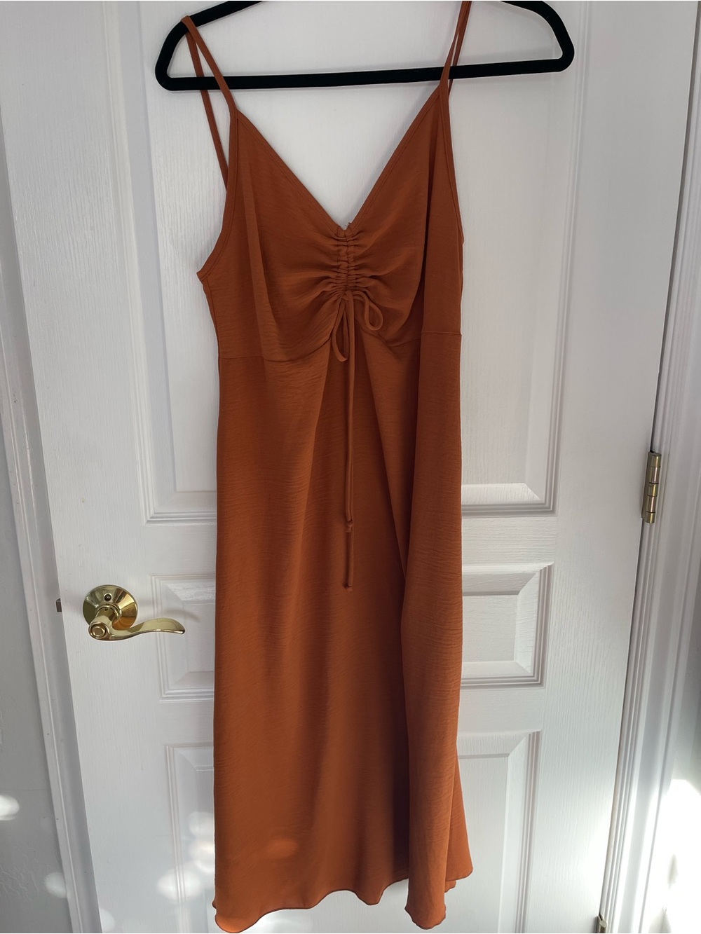 Rust Ruched Front Slip Dress - Women